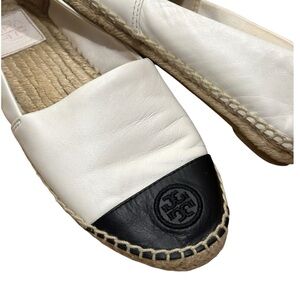 Tory Burch White Black Colorblock Espadrilles Flats 7.5